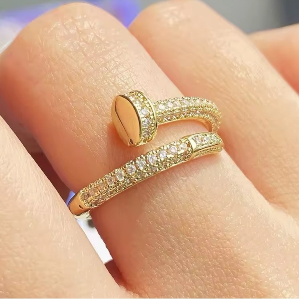 Juste Un Clou Nail Gold Zirconia Ring - Picture 7 of 12